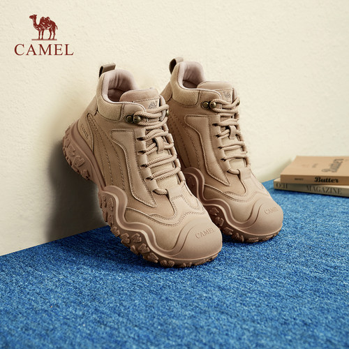 骆驼高帮运动鞋女厚底登山马丁靴