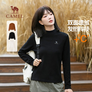 秋冬半高领德绒保暖叠穿打底上衣 T恤2025新款 骆驼女装 发热长袖