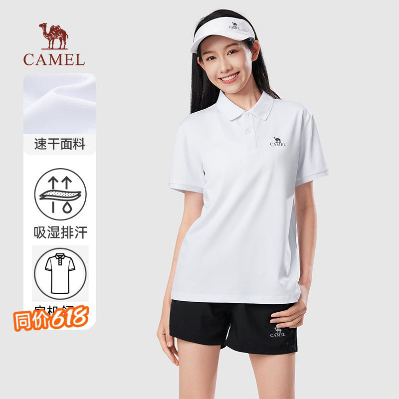 骆驼女装polo衫2025新款夏季短袖吸湿速干衣透气翻领情侣纯色t恤