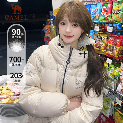 骆驼熊猫短款羽绒服双面穿面包服