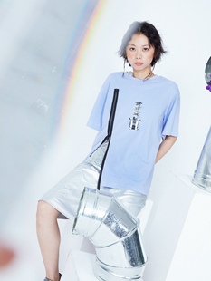 FountainMountain T恤 vol.16浅绿浅紫罗曼蒂克机器拉链宽松短袖