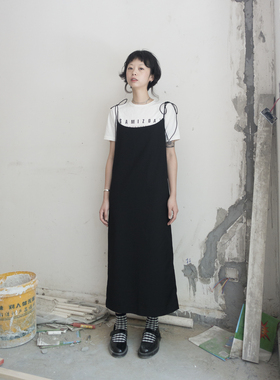 FountainMountain Room vol.2 黑色直筒细带吊带长裙（定制）