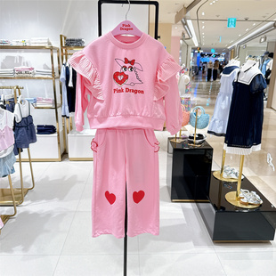 25秋季 衛(wèi)衣 Dragon粉龍女童粉色甜美套裝 褲 子兩件套 韓國代購 Pink