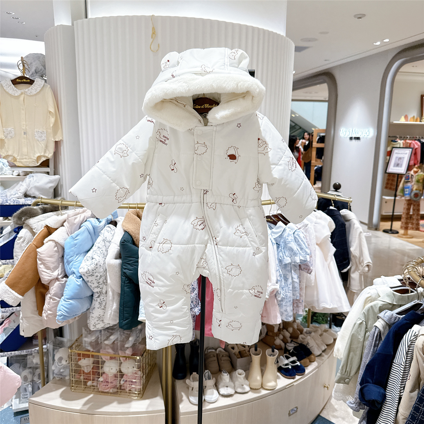 Chocolat巧克力宝宝毛绒棉服连体衣韩国代购25冬婴幼儿小刺猬爬服