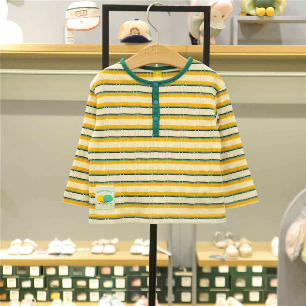 1打折moimoln小云朵韩国童装代购23秋男女宝时尚条纹t恤上衣长袖