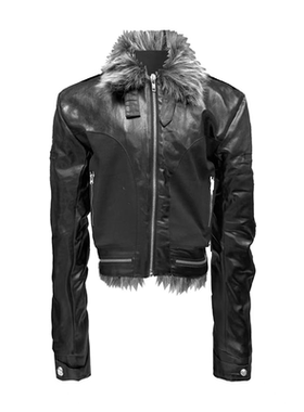 DETW 25AW*暗黑骑士十字架人工水洗刷蜡貉狼系列毛领加厚棉服外套