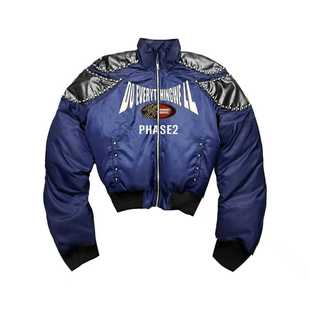 DETW 宝石蓝中世纪盔甲铆钉高级设计感复古街头羽绒棉服外套 25AW