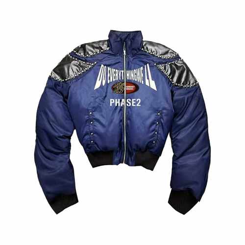 DETW宝石蓝铆钉盔甲羽绒棉服