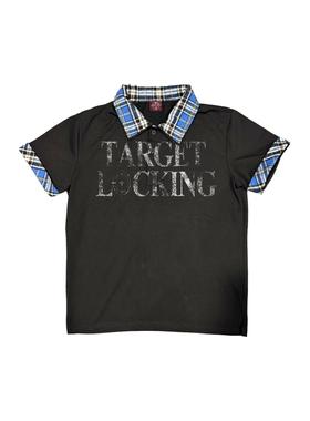 DETW 25ss*《婪》原创暗黑标语拼接双领口POLO正肩短袖衬衫男女潮