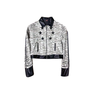 翻领短款 原创小众虎纹拼接高级设计感修身 夹克加厚外套 25AW DETW