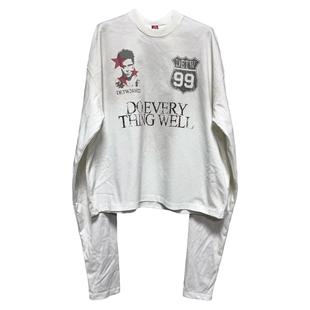 24AW 打底衫 红星警长 型圆领长袖 喷脏水洗白短宽boxy版 DETW