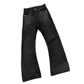 立体线条绣花堆叠感弯刀牛仔裤 14盎司水洗黑 男女 上帝之眼 DETW