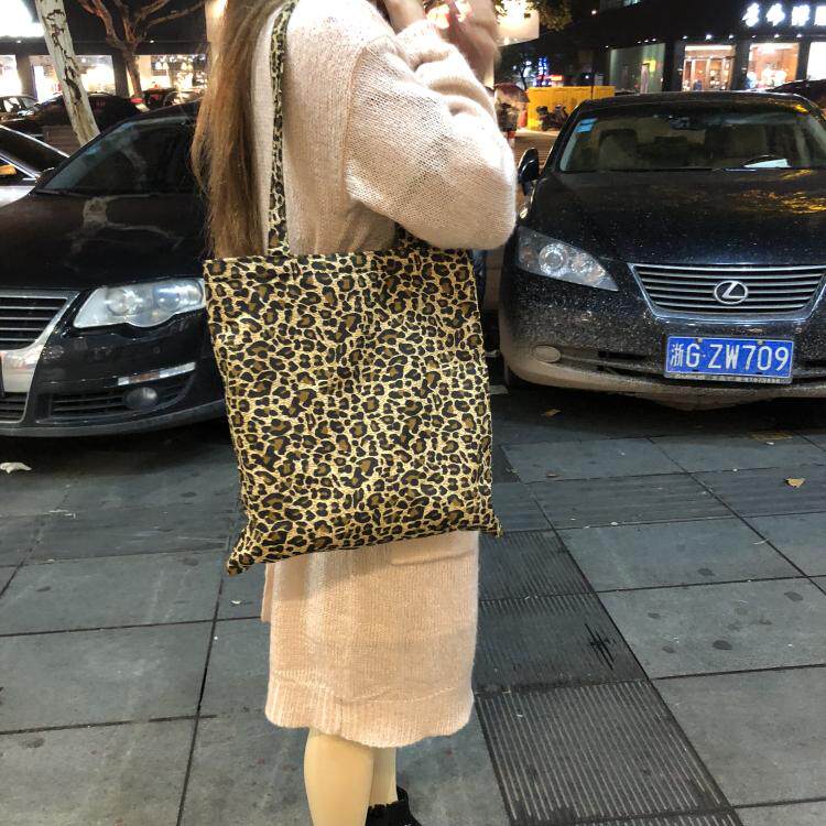 极美帆布包豹纹印花潮女韩国ins