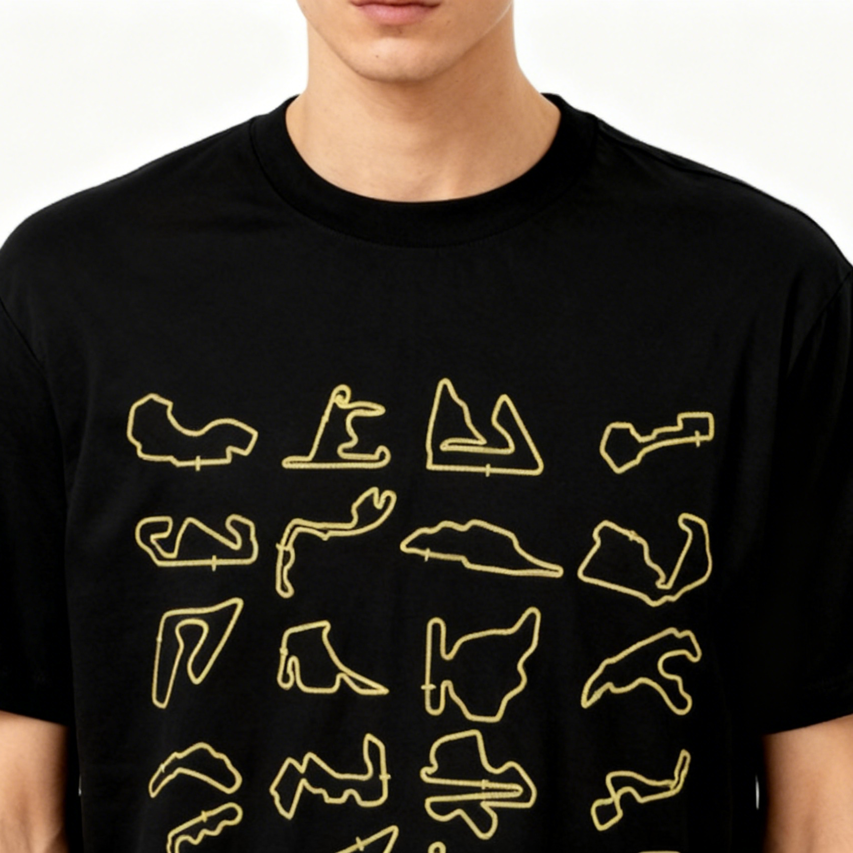 Formula 1 Circuit Map｜F1世界赛道剪影T恤｜黑色纯棉短袖