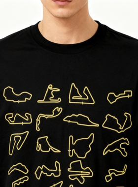 Formula 1 Circuit Map｜F1世界赛道剪影T恤｜黑色纯棉短袖