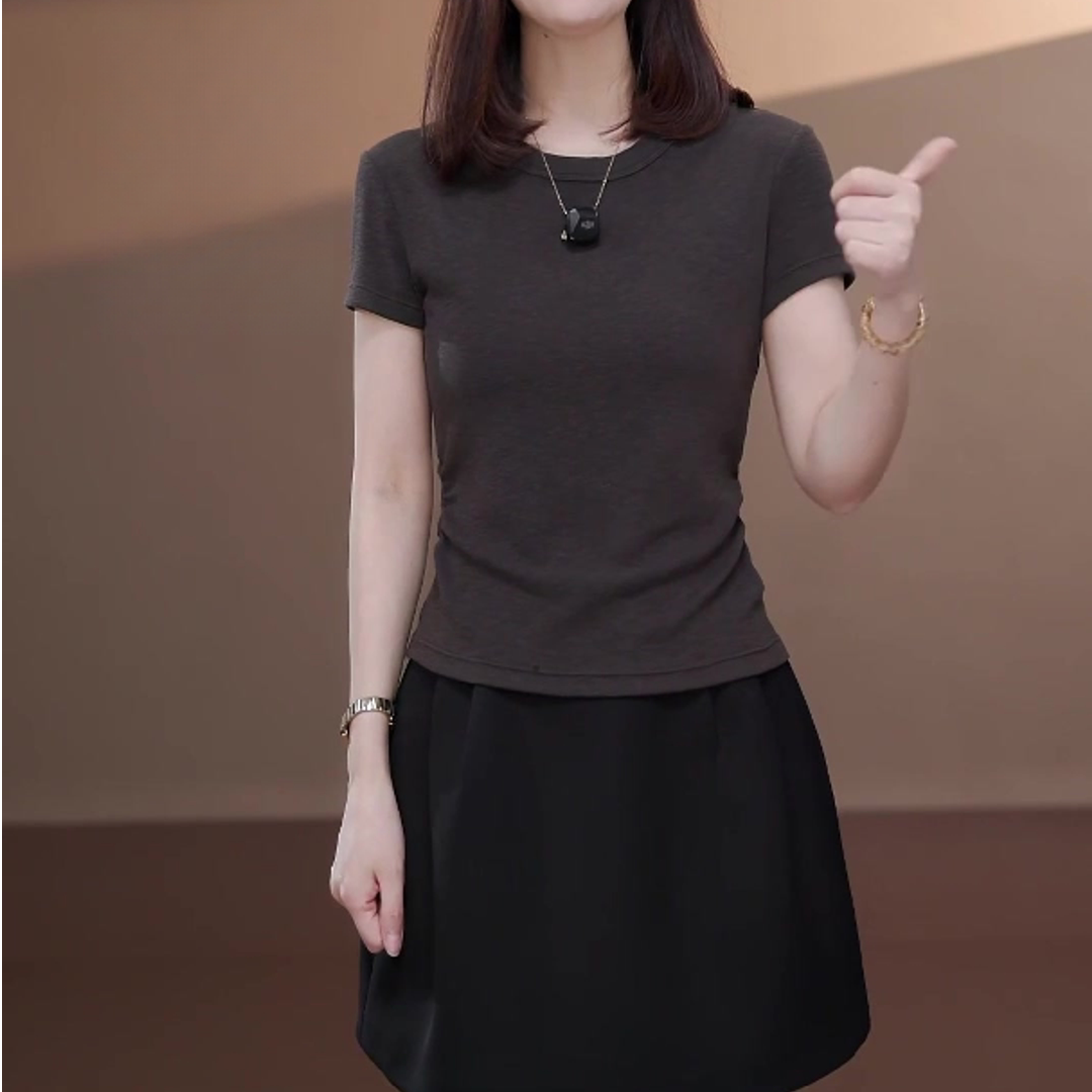 【小蛮腰】天丝休闲短袖圆领2026新款面膜T恤夏季洋气减龄上衣女