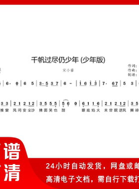 千帆过尽仍少年(少年版)简谱 单声部简谱 带歌词