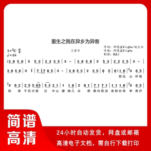 王睿卓 - 重生之我在异乡为异客 简谱 单声部简谱 带歌词