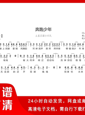 土豆王国小乐队 -奔跑少年 简谱 单声部简谱 带歌词