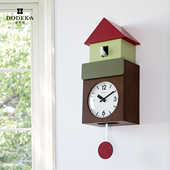 多帝家创意韩版 木制布谷鸟挂钟客厅钟表家用郭公报时钟挂墙表彩色