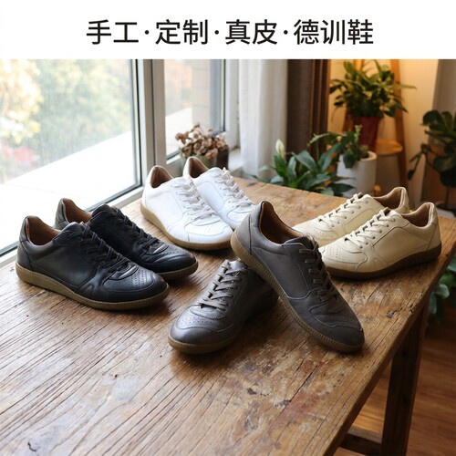真皮德训鞋小众透气复古皮鞋