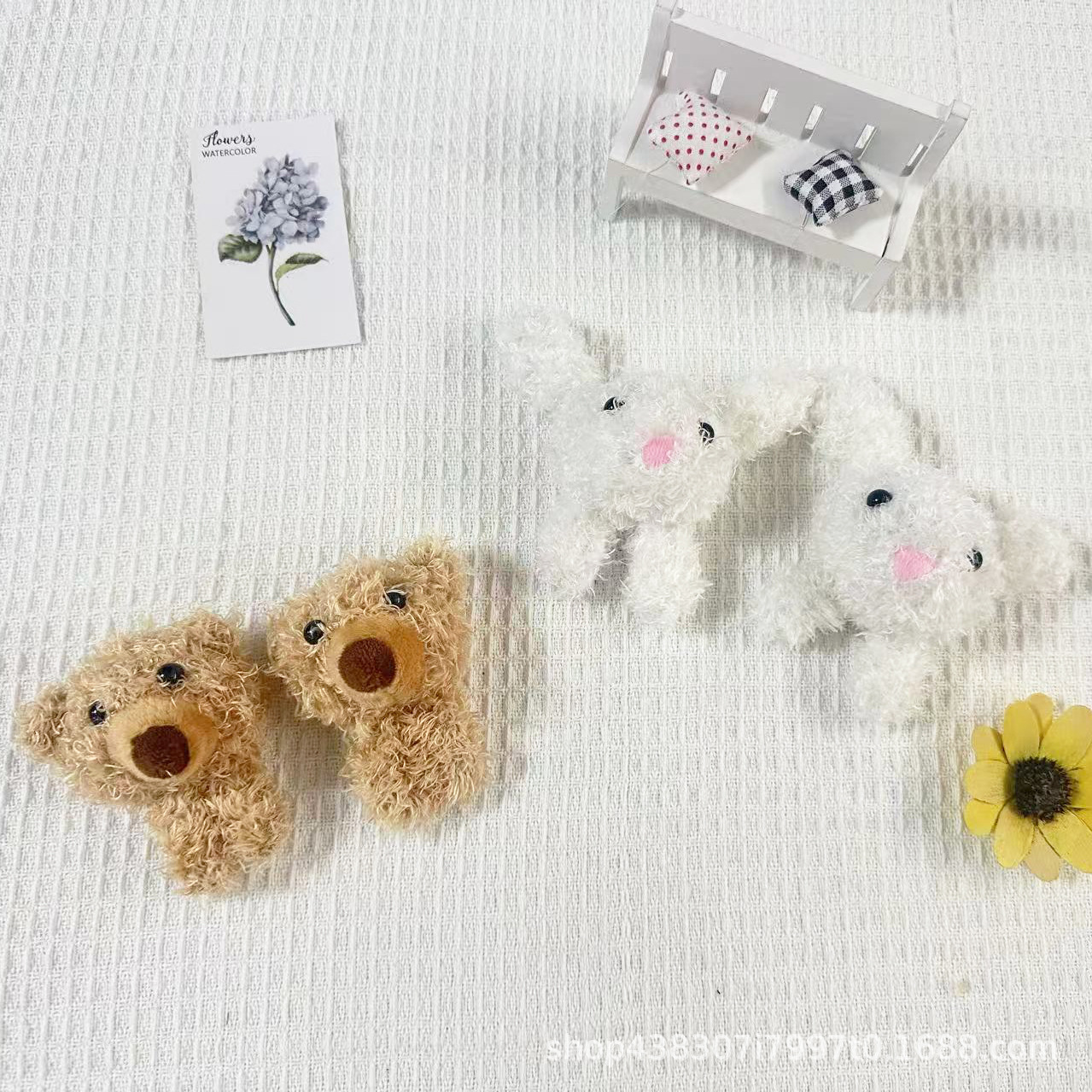 可爱毛绒玩具熊头兔头配饰带腿熊包包挂件服装配饰饰品玩偶