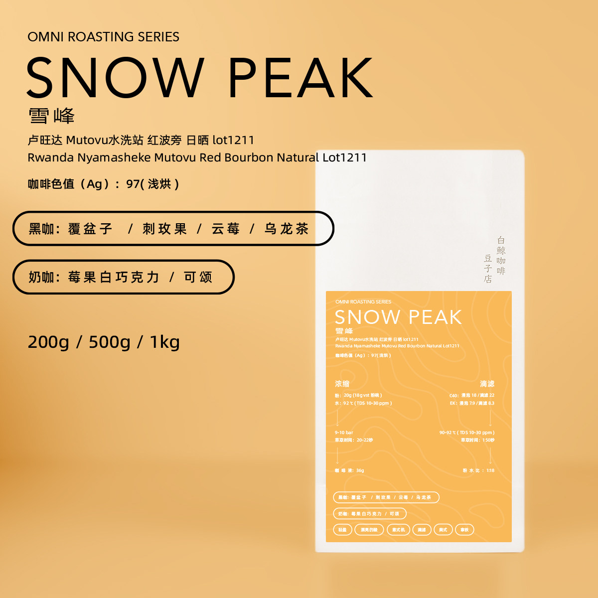 白鲸肯尼亚日晒SOE精品咖啡豆