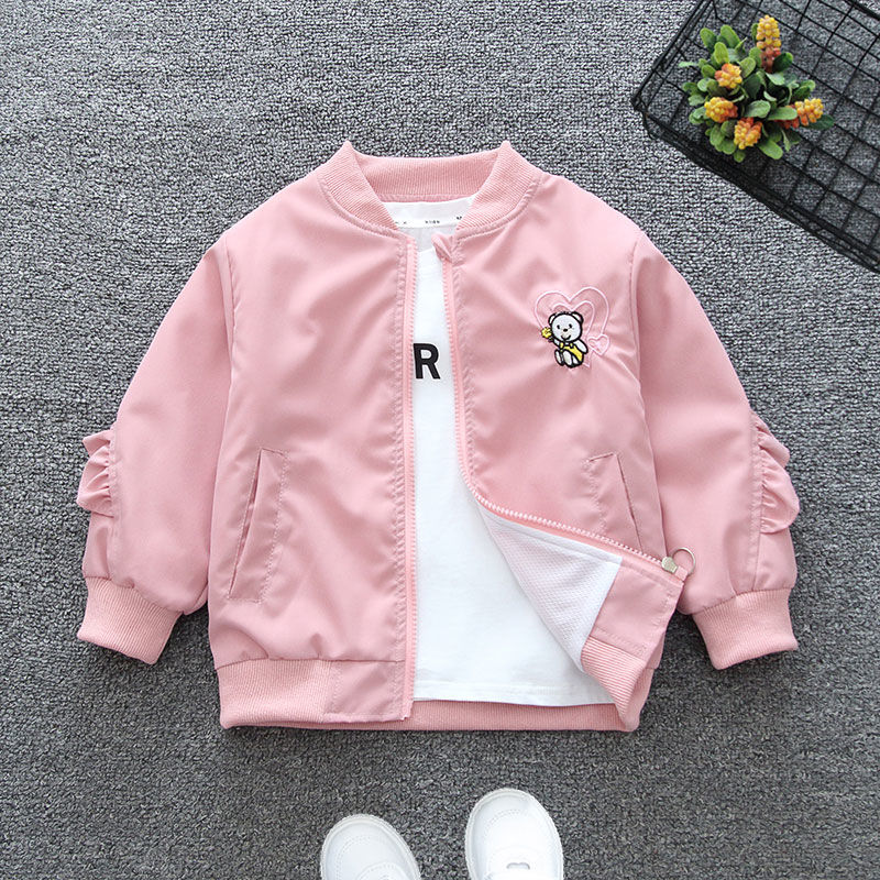 女童春秋外套棒球服连帽潮酷1-2岁-3-4-5时尚秋款早秋周岁网红新