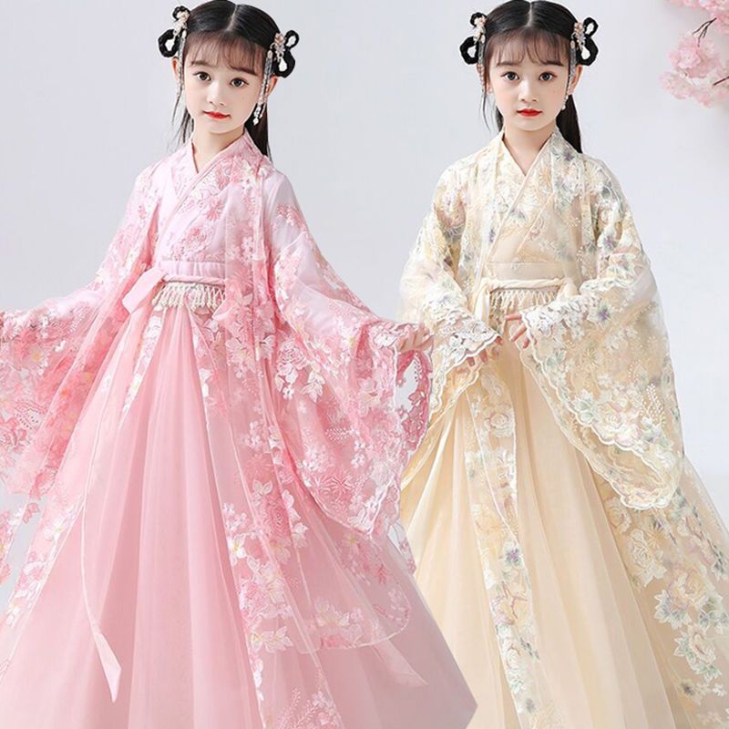 汉服女童樱花仙女连衣裙