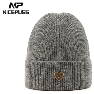 五角星帽子男款冬季中老年秋冬保暖毛线帽羊毛针织帽男防寒套头帽