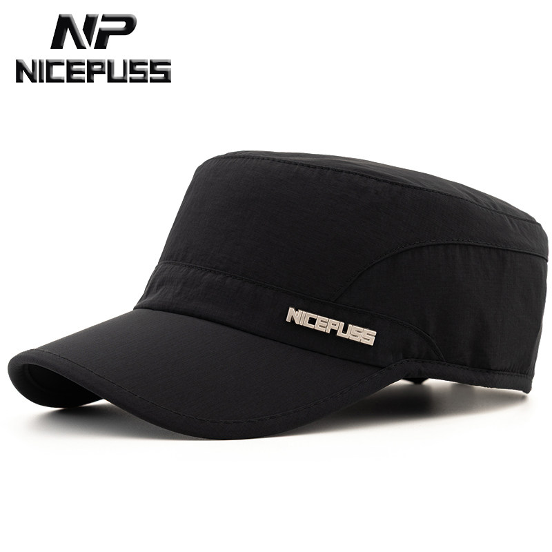 高端品牌速干薄款帽子男夏季透气平顶帽户外防晒遮阳帽男款鸭舌帽