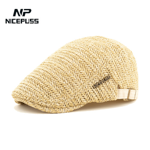 NicePuss帽子休闲夏季草编贝雷帽