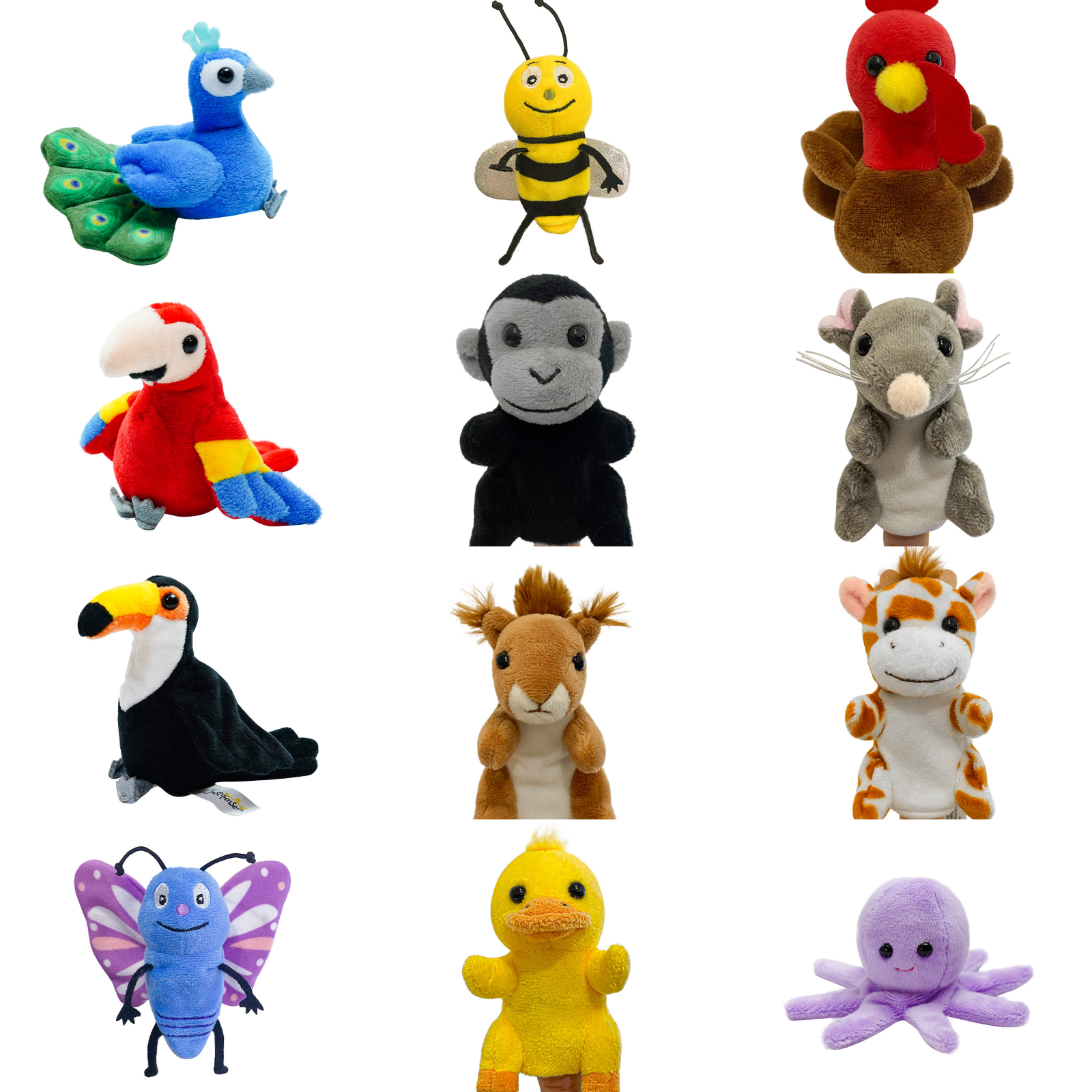 包邮农场手套玩偶手指玩偶亲子讲故事用卡通动物昆虫鹦鹉指偶蝴蝶