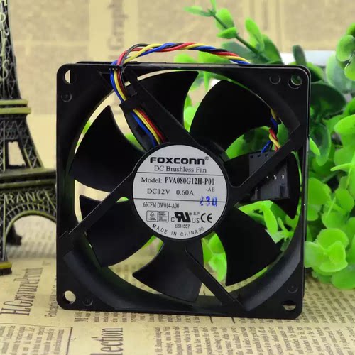 原装FOXCONN PVA080G12H-P00 12V 0.60A 8CM 8025 CPU风扇4线DELL
