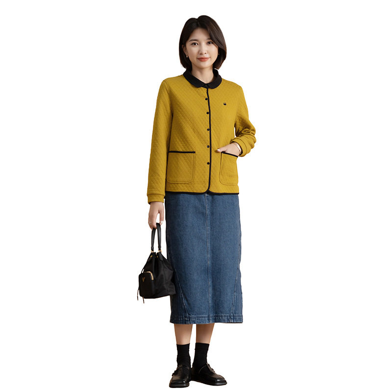 YUN韫棒球服外套女式春季女士中年夹棉短款女款棉服外衣短外套女