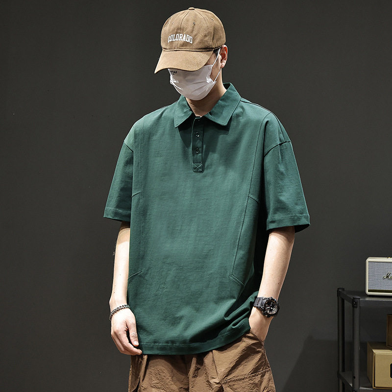 重磅280g纯棉短袖polo衫男士夏季新款翻领宽松大码休闲体恤衫
