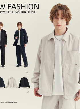 apo男装|男士翻领夹克外套秋冬季新款感潮款宽松休闲抽绳外衣