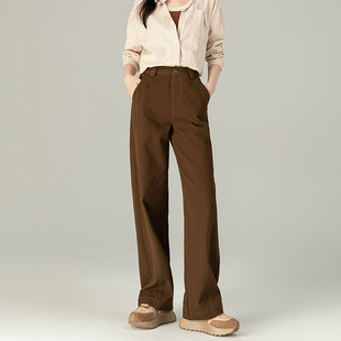 鑫阁冷新款牛仔裤美式高街宽松阔腿裤瘦长秋季纯棉直筒裤显灰色裤