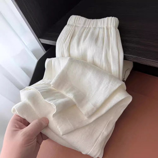 2026新款棉麻女装大码胖妹妹阔腿裤女高端白色亚麻裤子女夏季