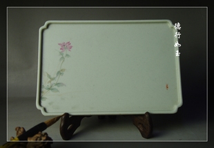 美院全手工手绘陶泥花卉长方形壶承 平价不议!