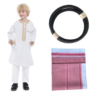 男童民族服装四件套中东阿拉伯王子男孩长衫绣花宽松套装迪拜旅游