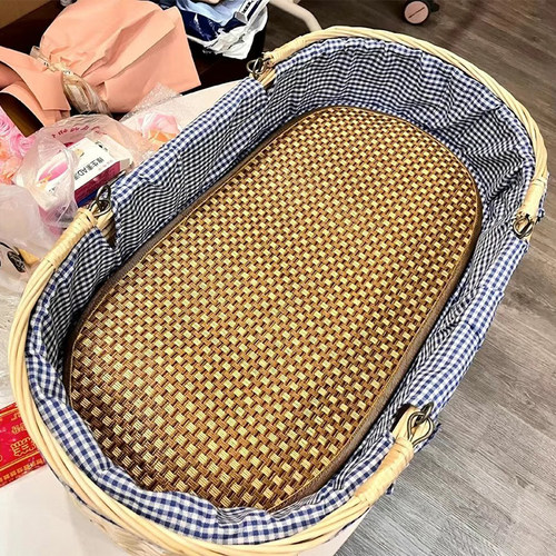 婴儿童推车摇床摇篮藤席圆席子椭圆形竹凉席学生竹席任意尺寸定制