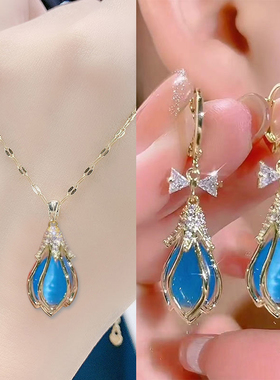 猫眼石合金瓜子扣女芙蓉花项链