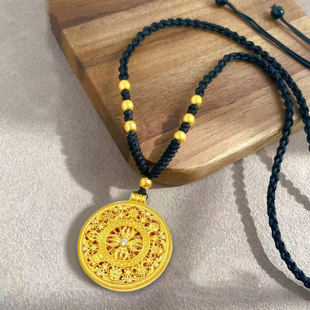 新中式镶钻金刚杵大号八宝罗盘吊坠轻奢高级如意绳项链气质毛衣链