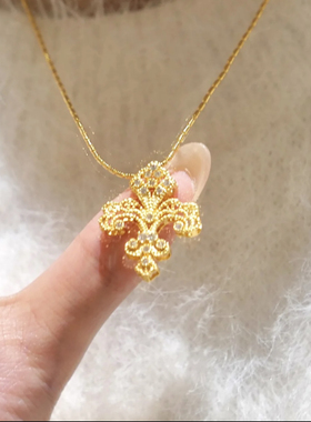 项链铜玉米链女镂空花丝鸢尾花