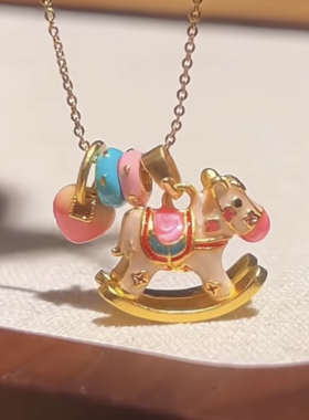 项链铜0字链女马卡龙色摇摇木马