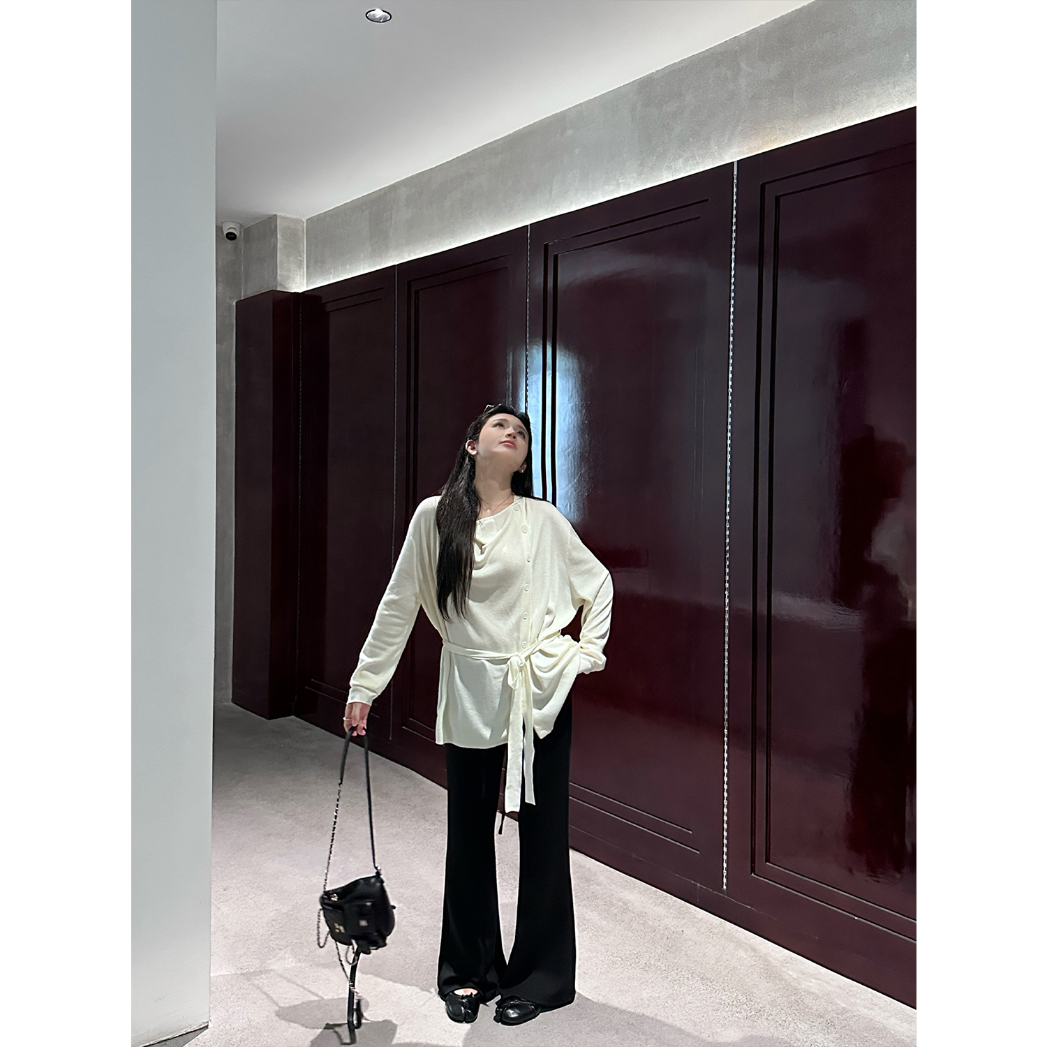 小众设计不规则荡领羊毛上衣秋冬