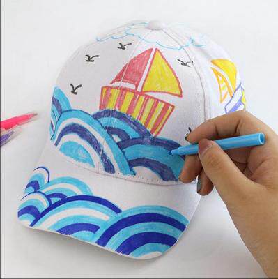 白色纯棉绘画鸭舌帽儿童DIY空白手绘涂鸦画画创意美术材料棒球帽