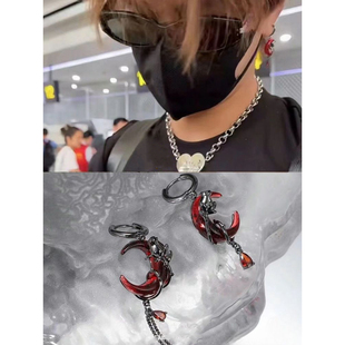 【石凯同款】血月玫瑰耳环新中式小众设计流苏耳钉高级感长款耳挂