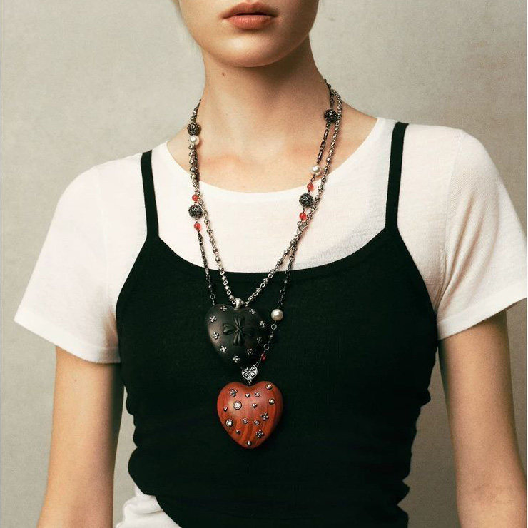 25年上新*繁星爱心木头项链爆款时尚设计长款毛衣链饰品礼物